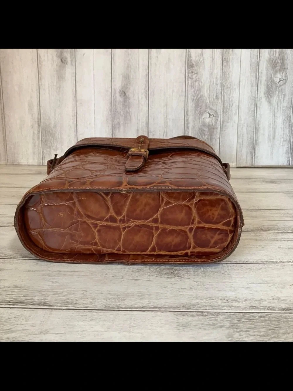 Mulberry Brown Croc-Embossed Leather Shoulder Bag